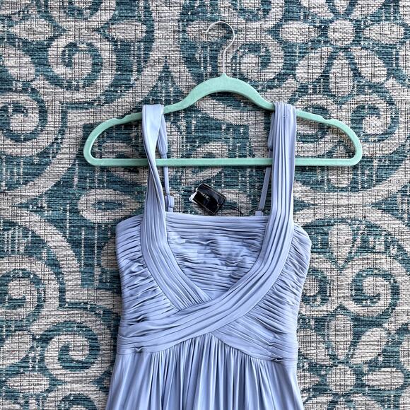 BCBGMAXAZRIA Grecian Pleated Twist Blue Gray Maxi Gown Dress - Size XS - Picture 3 of 8
